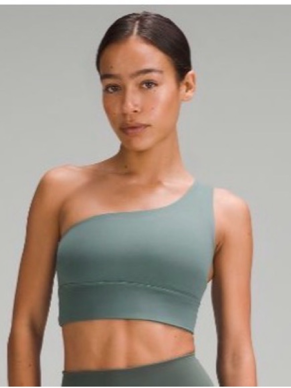 lululemon athletica Asymmetric One-Shoulder c/d Sports Bra in medium forest